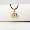 Wholesale Minimalist Waxed Leather Rope Natural Conch Shell Necklaces With Electroplated Gold Edge