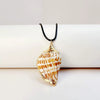 Wholesale Minimalist Waxed Leather Rope Natural Conch Shell Necklaces With Electroplated Gold Edge
