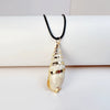 Wholesale Minimalist Waxed Leather Rope Natural Conch Shell Necklaces With Electroplated Gold Edge