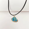 Wholesale Minimalist Waxed Leather Rope Natural Conch Shell Necklaces With Electroplated Gold Edge