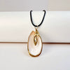 Wholesale Minimalist Waxed Leather Rope Natural Conch Shell Necklaces With Electroplated Gold Edge