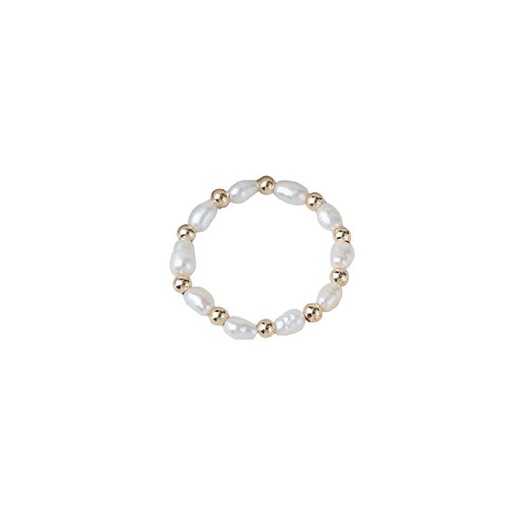 Wholesale Minimalist Women's Natural Freshwater Pearl Ring In 14K Gold With Rice And Water Drop Shapes