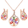 Wholesale Minimalist Women's Zircon Necklace Set With Flower Pattern Rose Gold Electroplated Box Chain For Bridal Use