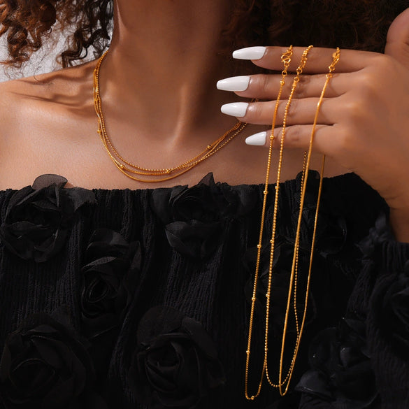 Wholesale Minimalistic Geometric 316L Stainless Steel Goldplated Necklace With Variety Of Chains
