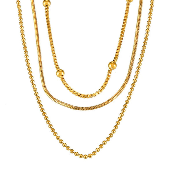 Wholesale Minimalistic Geometric 316L Stainless Steel Goldplated Necklace With Variety Of Chains