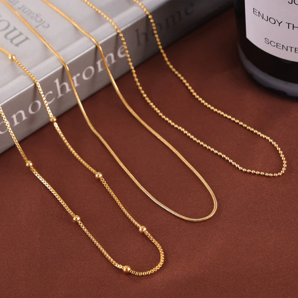 Wholesale Minimalistic Geometric 316L Stainless Steel Goldplated Necklace With Variety Of Chains