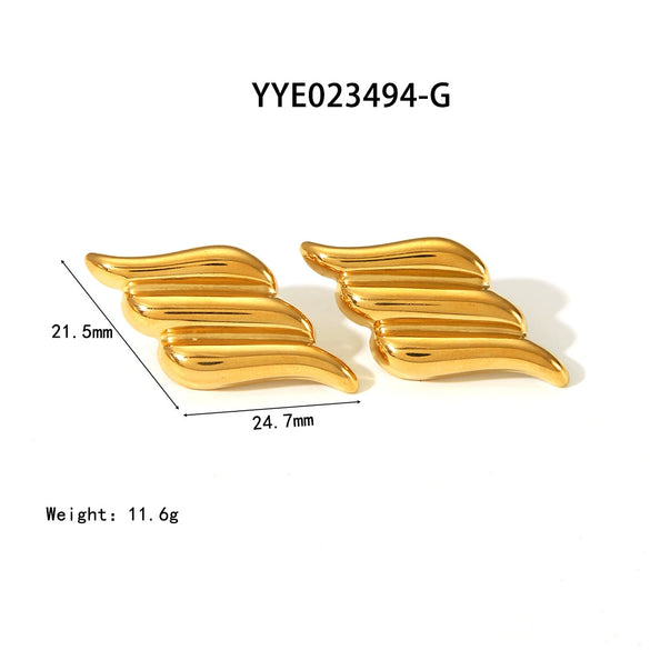Wholesale Minimalistic Style Stainless Steel Earrings With Angel Wings Design Vacuum Real Gold Electroplating In Pvd Furnace For Women