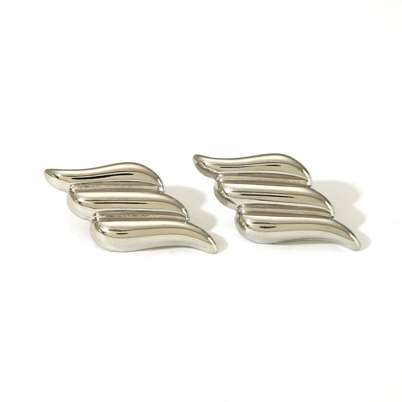 Wholesale Minimalistic Style Stainless Steel Earrings With Angel Wings Design Vacuum Real Gold Electroplating In Pvd Furnace For Women