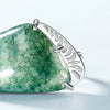 Wholesale Mining Green Moss Ring S925 Silver Natural Agate Geometric Fashion Women's Ring With Diamond Design
