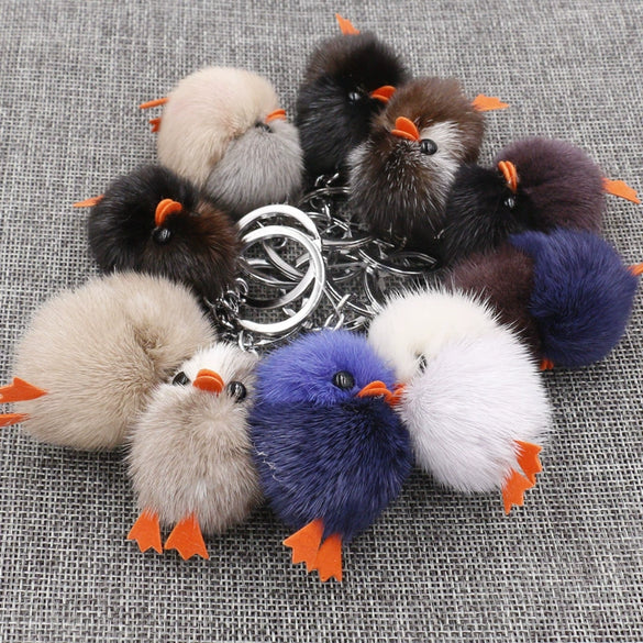 Wholesale Mink Fur Little Duck Key Chain And Bag Pendant
