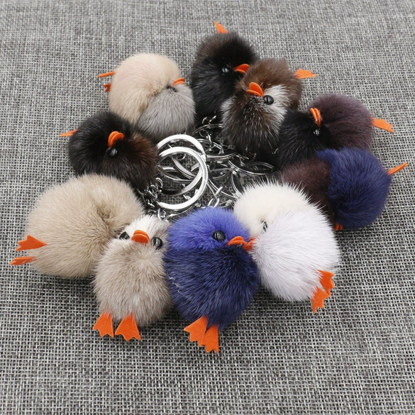Wholesale Mink Fur Little Duck Key Chain And Bag Pendant