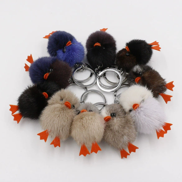 Wholesale Mink Fur Little Duck Key Chain And Bag Pendant