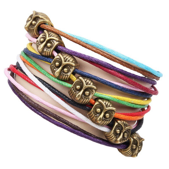 Wholesale Mixed Batch Colorful Wax Rope Bracelet With Animal Beaded And Zodiac Pattern Electroplated Treatment