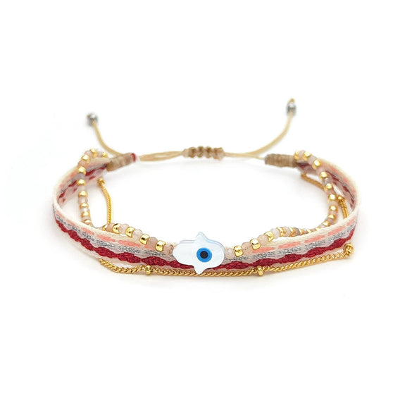 Wholesale Mixed Material Handwoven Geometric Lucky Devil's Eye Women's Bracelet