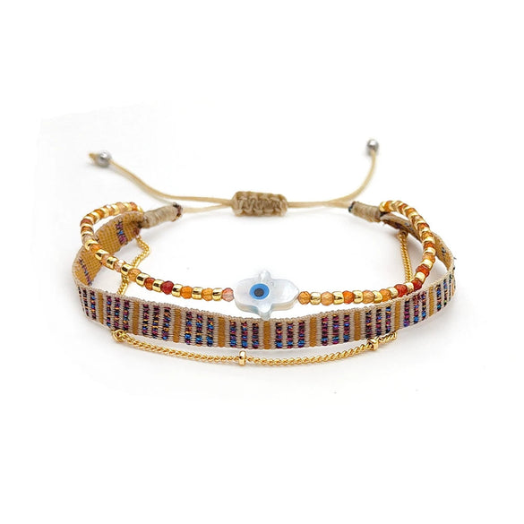 Wholesale Mixed Material Handwoven Geometric Lucky Devil's Eye Women's Bracelet