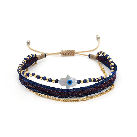 Wholesale Mixed Material Handwoven Geometric Lucky Devil's Eye Women's Bracelet