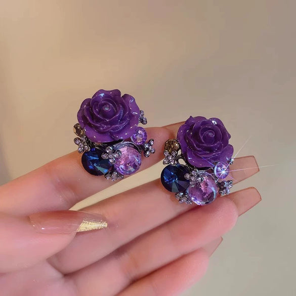 Wholesale Mixed Materials Flower Pattern Electroplating Earrings For Women
