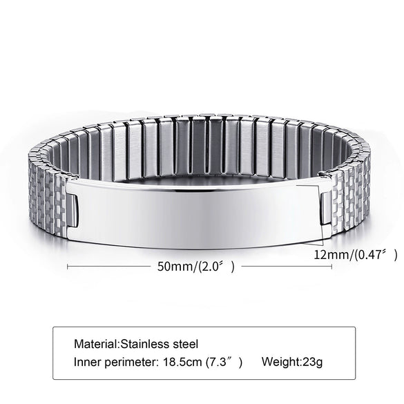 Wholesale 12Mm Stainless Steel Elastic Medical Sign Bracelet Unisex Geometric Fashion Bracelet