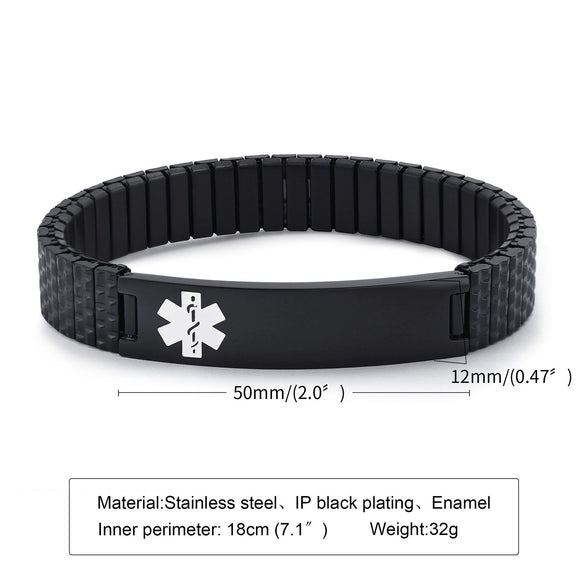 Wholesale 12Mm Stainless Steel Elastic Medical Sign Bracelet Unisex Geometric Fashion Bracelet