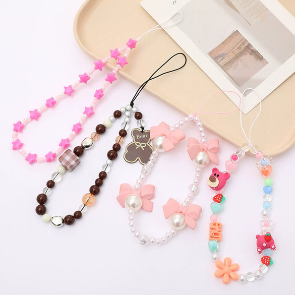 Wholesale Mobile Phone Chain Beaded Handmade With Cute Cartoon Small Animal Patterns For Girls