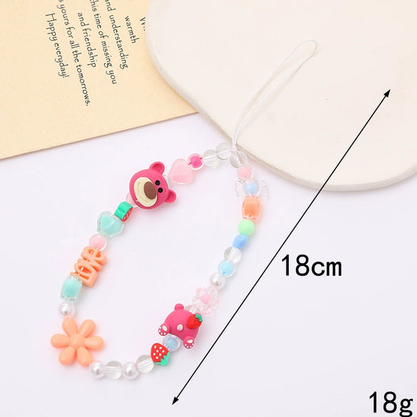 Wholesale Mobile Phone Chain Beaded Handmade With Cute Cartoon Small Animal Patterns For Girls