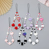 Wholesale Mobile Phone Chain Handmade Beaded With Plush Ball And Love Pattern For Female