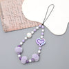 Wholesale Mobile Phone Chain Handmade Beaded With Plush Ball And Love Pattern For Female