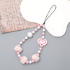 Wholesale Mobile Phone Chain Handmade Beaded With Plush Ball And Love Pattern For Female