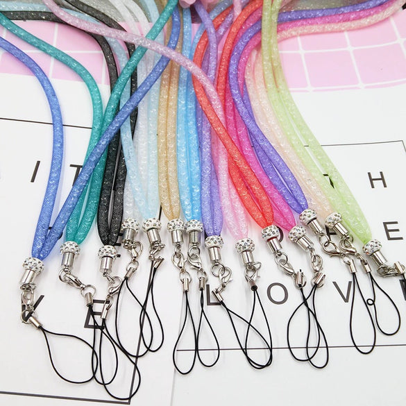 Wholesale Mobile Phone Hanging Rope Nylon Mesh With Acrylic Beads Handmade Unisex