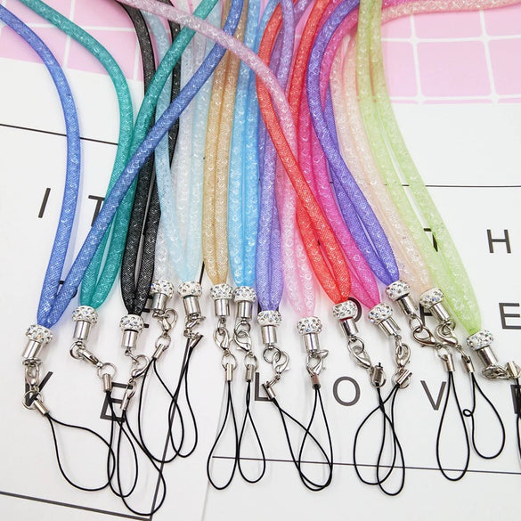 Wholesale Mobile Phone Hanging Rope Nylon Mesh With Acrylic Beads Handmade Unisex