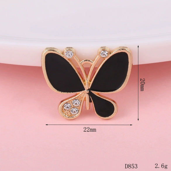 Wholesale Mobile Phone Shell Accessories Alloy Dripping Oil Butterfly Rhinestone Handmade Diamondembedded