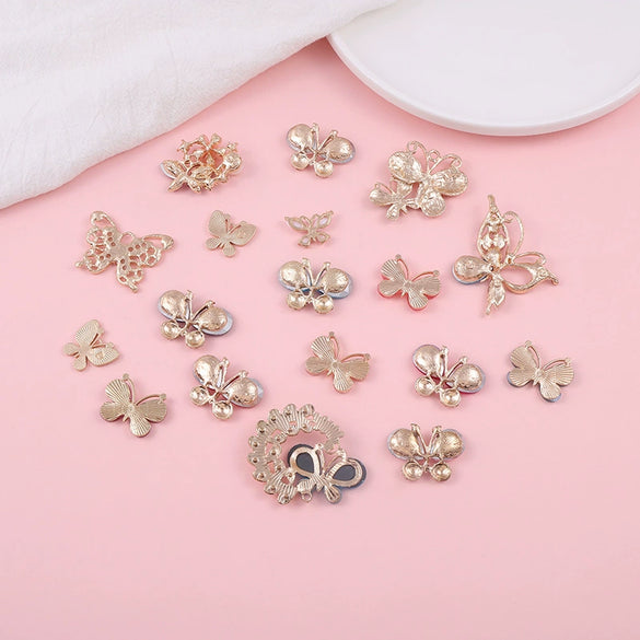Wholesale Mobile Phone Shell Accessories Alloy Dripping Oil Butterfly Rhinestone Handmade Diamondembedded