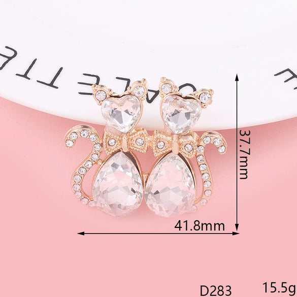Wholesale Mobile Phone Shell Accessories Alloy Rhinestone Diamond With Cat Head Fox Pattern Electroplated