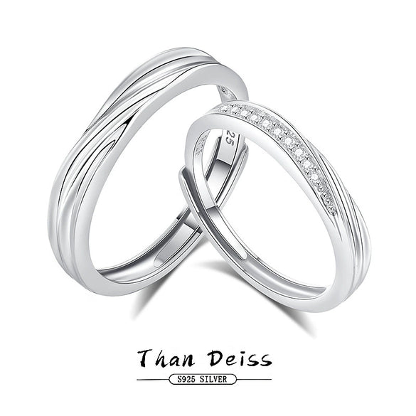 Wholesale Mobius Couple Open Ring 925 Sterling Silver Geometric Design With Diamond Treatment