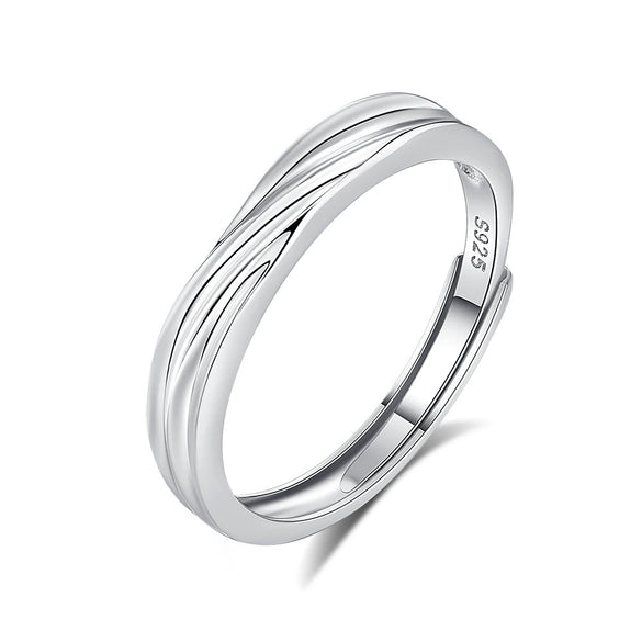 Wholesale Mobius Couple Open Ring 925 Sterling Silver Geometric Design With Diamond Treatment