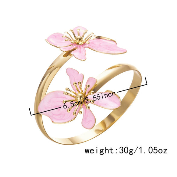 Wholesale Modern Minimalist Alloy Flower Enamel Drip Oil Bracelet For Women