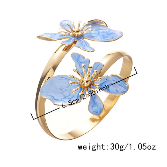Wholesale Modern Minimalist Alloy Flower Enamel Drip Oil Bracelet For Women
