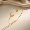 Wholesale Modern Minimalist Geometric Electroplated Stainless Steel Moon And Sun Open Bracelet Highend Colorpreserving Jewelry
