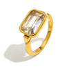 Wholesale Modern Minimalist Geometric Stainless Steel 18K Goldplated Rectangular Zirconia Cutcorner Ring For Women
