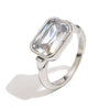 Wholesale Modern Minimalist Geometric Stainless Steel 18K Goldplated Rectangular Zirconia Cutcorner Ring For Women