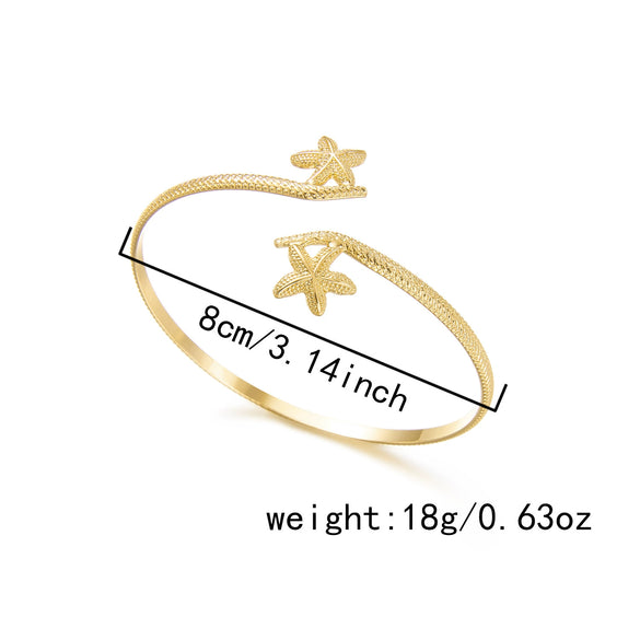 Wholesale Modern Minimalist Starfish And Conch Pattern Iron Electroplated Arm Bracelet Women's Accessory