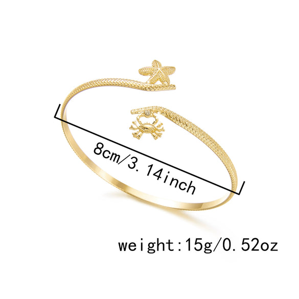 Wholesale Modern Minimalist Starfish And Conch Pattern Iron Electroplated Arm Bracelet Women's Accessory
