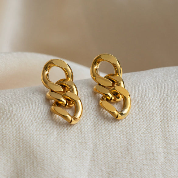 Wholesale Modern Minimalist Tassel Stainless Steel Vacuumplated 18K Gold Earrings For Women