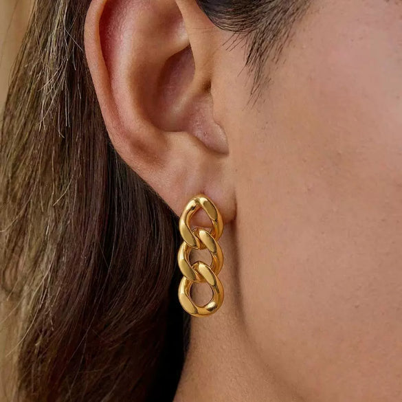 Wholesale Modern Minimalist Tassel Stainless Steel Vacuumplated 18K Gold Earrings For Women