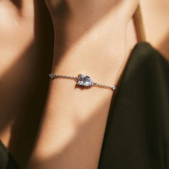 Wholesale Modern S925 Sterling Silver Light Luxury Geometric Heart Shape Inlaid Zircon Bracelet For Women