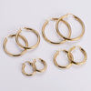 Wholesale Modern Style Exquisite Stainless Steel Polished 18K Gold Plated Thick Round Wire Hollow Large Hoop Earrings With Geometric Design