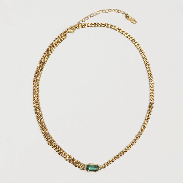 Wholesale Jewelry Modern Style Simple Style Solid Color 304 Stainless Steel Zircon Inlay Pendant Necklace