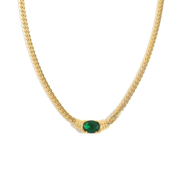 Wholesale Jewelry Modern Style Simple Style Solid Color 304 Stainless Steel Zircon Inlay Pendant Necklace