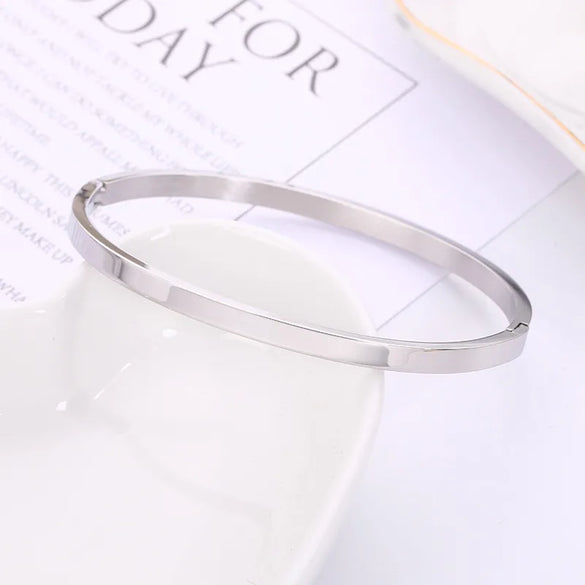 Modern Style Customization Laser Engraving Solid Color Stainless Steel Bangle In Bulk