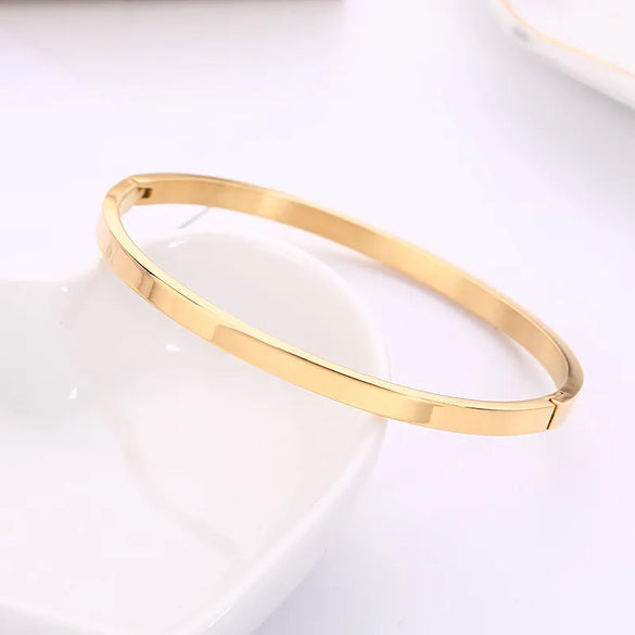 Modern Style Customization Laser Engraving Solid Color Stainless Steel Bangle In Bulk